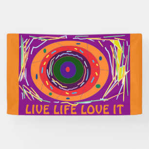 LIVE LIFE LIFE LIEBE IT IN LILA ORANGE ART DESIGN BANNER