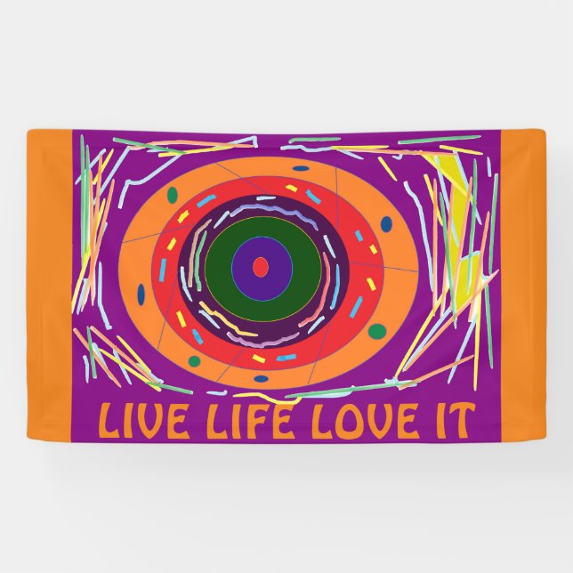 LIVE LIFE LIFE LIEBE IT IN LILA ORANGE ART DESIGN BANNER (Horizontal)
