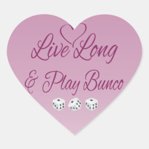 Live Long and Play Bunco Herz-Aufkleber