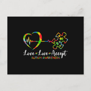 Live Love Accept Autism Awareness Men Women Kids G Postkarte
