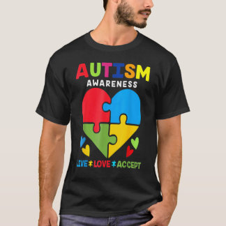 Live Love Accept Autismus-Bewusstsein Dad Mom Auti T-Shirt