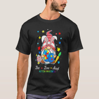 Live Love Accept Autismus-Bewusstsein Gnom Puzzle T-Shirt