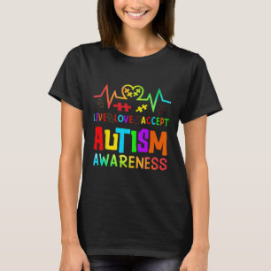 Live Love Accept Autismus-Bewusstsein Regenbogen-H T-Shirt