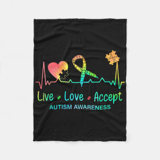 Live Love Accept Autismus Monat Tie Dye Männer Fra Fleecedecke