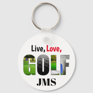 Live Love Golf Monogramm Schlüsselanhänger