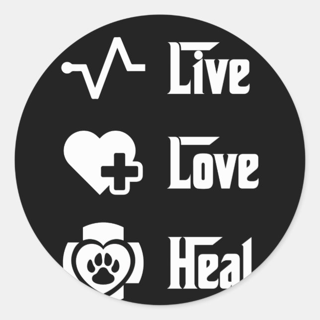 Live Love Heal Vet Tech For Veterinary Technicians Runder Aufkleber (Vorderseite)