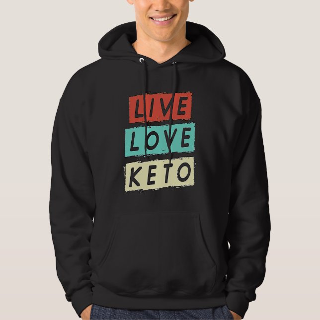 Live Love Keto Retro Weight Loss Healthy Food Keto Hoodie (Vorderseite)