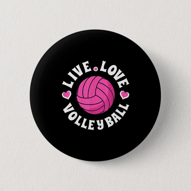 Live Love Volleyball For Women Girls Volleyball Fa Button (Vorderseite)