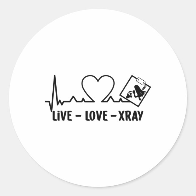 Live Love Xray Radiology Tech Nurse Technologist Runder Aufkleber (Vorderseite)