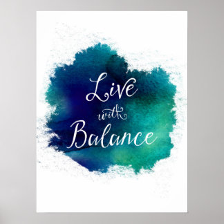 Live mit Balance Typografie Poster