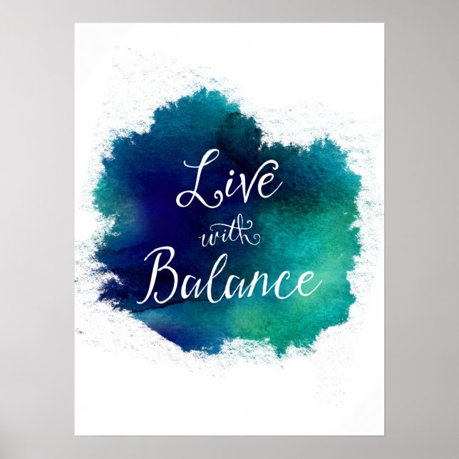 Live mit Balance Typografie Poster (Vorne)