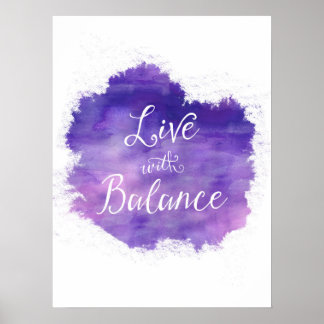 Live mit Balance Typografie Poster