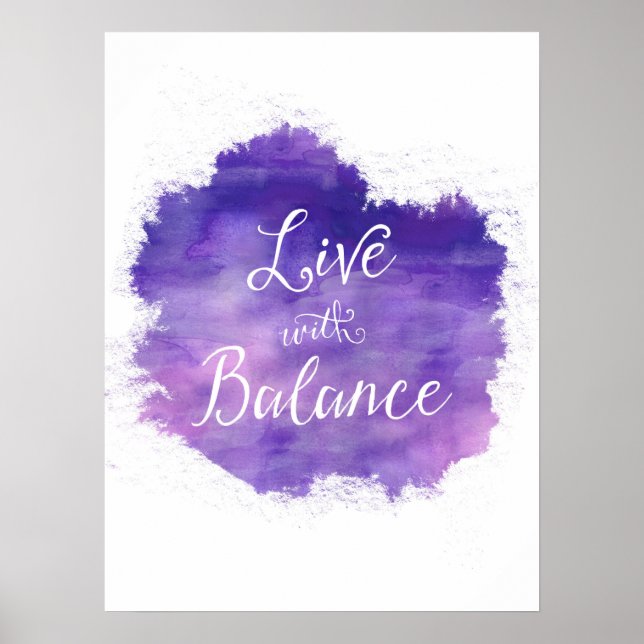 Live mit Balance Typografie Poster (Vorne)