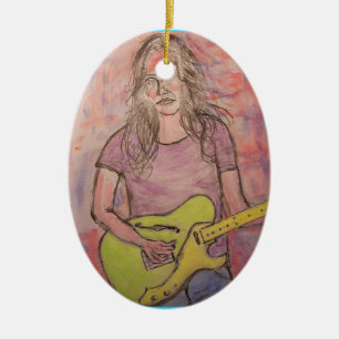 Live Music Girl Sketch Keramik Ornament