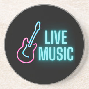 Live Music Neon-Gitarre Getränkeuntersetzer