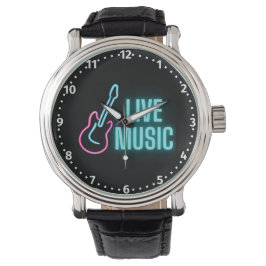 Live Music Neon Guitar Armbanduhr