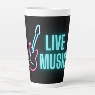 Live Music Neon Guitar Milchtasse
