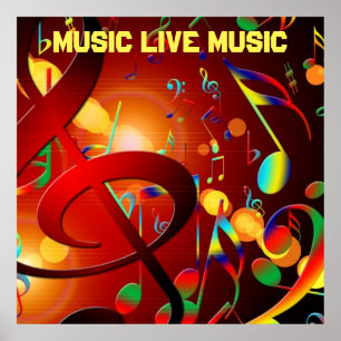 Live Music Slogan farbenfroh Poster