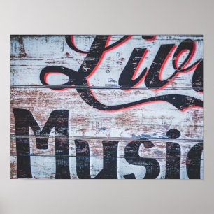 Live-Musik Shabby-Chic-Schild Poster
