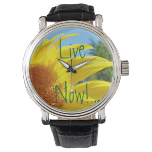 Live Now! beobachtet inspirierende gelbe Sonnenblu Armbanduhr