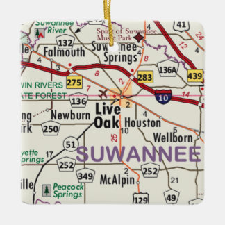Live Oak Florida Karte Keramikornament