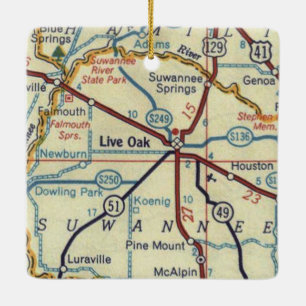 Live Oak Florida Vintage Karte Keramikornament