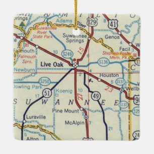 Live Oak Suwannee River Map Keramikornament