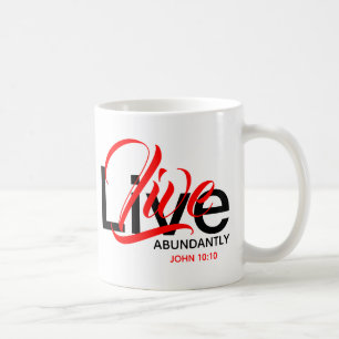 Live reichlich John 10:10 Life Monogram Scripture Kaffeetasse