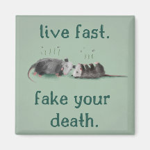 Live schnell. Fake deinen Tod. Opossum Magnet