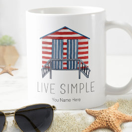 Live Simple Quote Nautic Summer Beach Hütte Cabana Kaffeetasse
