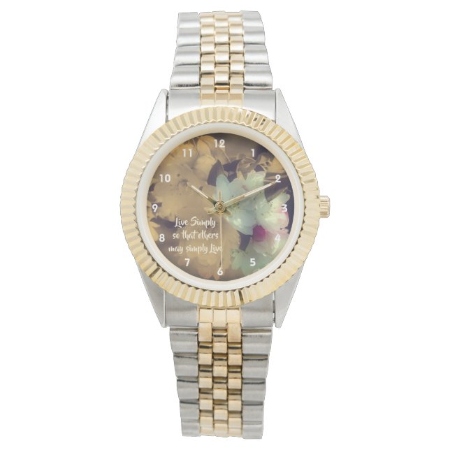 Live Simply Blossoms Inspirational Words   Armbanduhr (Vorderseite)