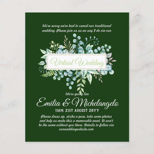Live-Streaming-Einladungen für Virtual Wedding-Vid (Vorderseite)