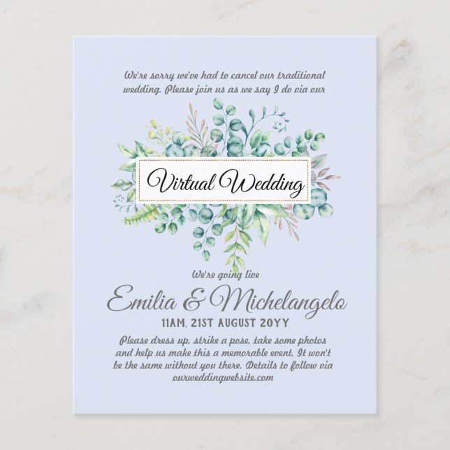 Live-Streaming-Einladungen für Virtual Wedding-Vid (Vorderseite)