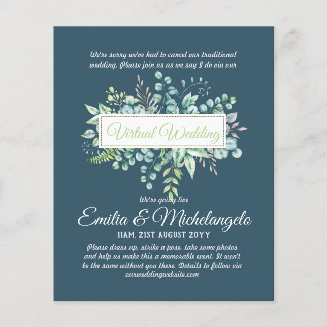 Live-Streaming-Einladungen für Virtual Wedding-Vid (Vorderseite)