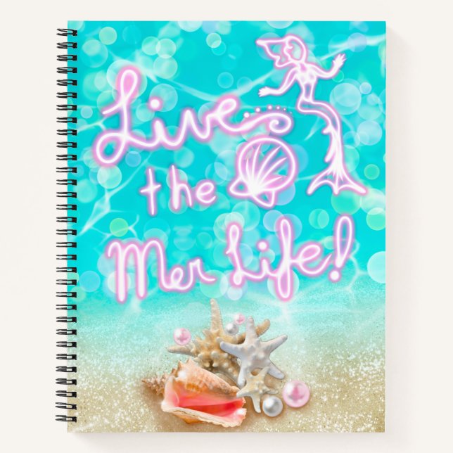 Live the Mer Life - Ocean Muschel Beach Notebook  Notizbuch (Vorderseite)
