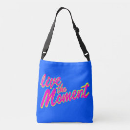 Live the Moment Text Slogan Totbag Tragetaschen Mit Langen Trägern