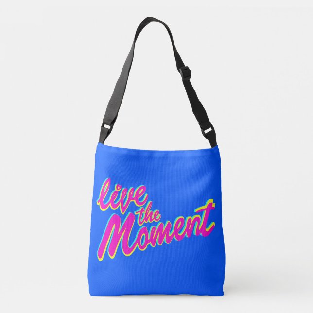 Live the Moment Text Slogan Totbag Tragetaschen Mit Langen Trägern (Rückseite)