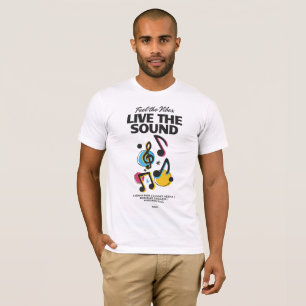 Live The Sound Musik T-Shirt Bunte Musiknoten