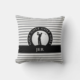 Live to Golf Mit Monogramm Golfer Grau Schwarz für Kissen