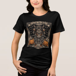 Live To Ride Halloween - Samurai Oni Biker Est 196 Tri-Blend Shirt