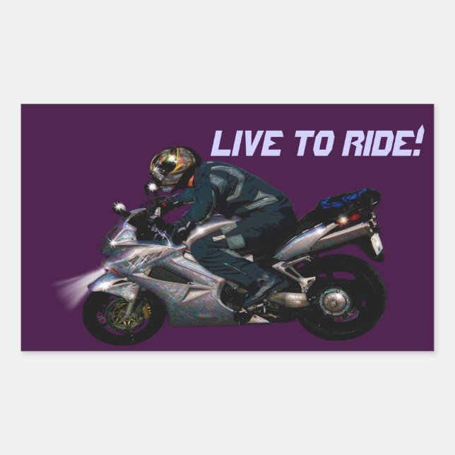 Live to Ride Motorbiker Rechteckiger Aufkleber (Vorderseite)