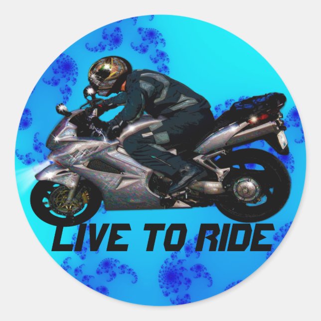 Live to Ride Motorbiker Runder Aufkleber (Vorderseite)