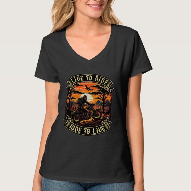 Live To Ride Ride To Live Motorcyclist Biker T-Shirt (Vorderseite)