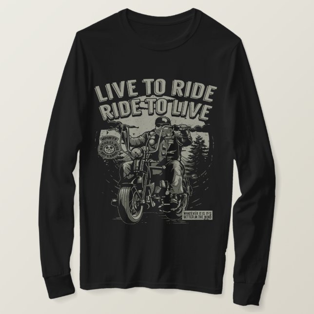 Live to Ride, Ride to Live Motorrad T-Shirt (Design vorne)