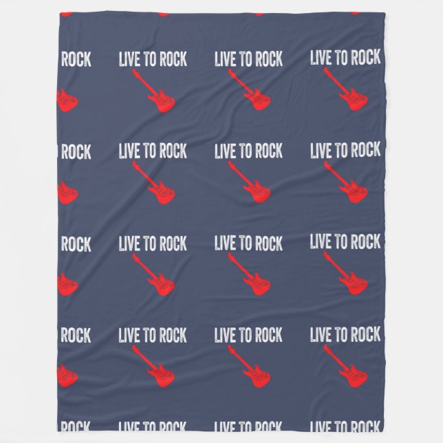 Live To Rock Red Electric Guitar Music Graphic Art Fleecedecke (Vorderseite)
