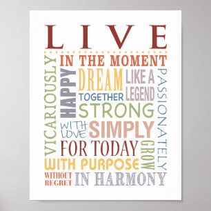 LIVE Typografie Print, Live, Lachen, Liebe Serie Poster