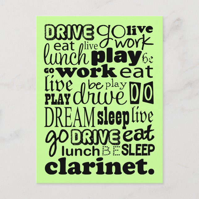 Live um Klarinette zu spielen Postkarte (Vorderseite)