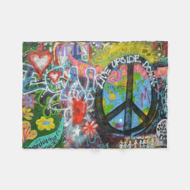 Live Upside Down Peace Sign Wall Fleecedecke (Vorderseite (Horizontal))
