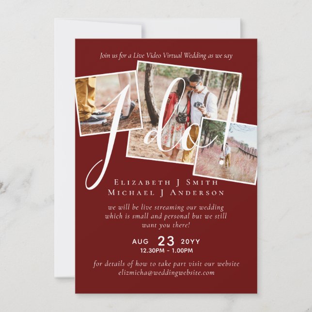 Live-Video-Chat Hochzeiten oder Paare - Einladunge (Vorderseite)