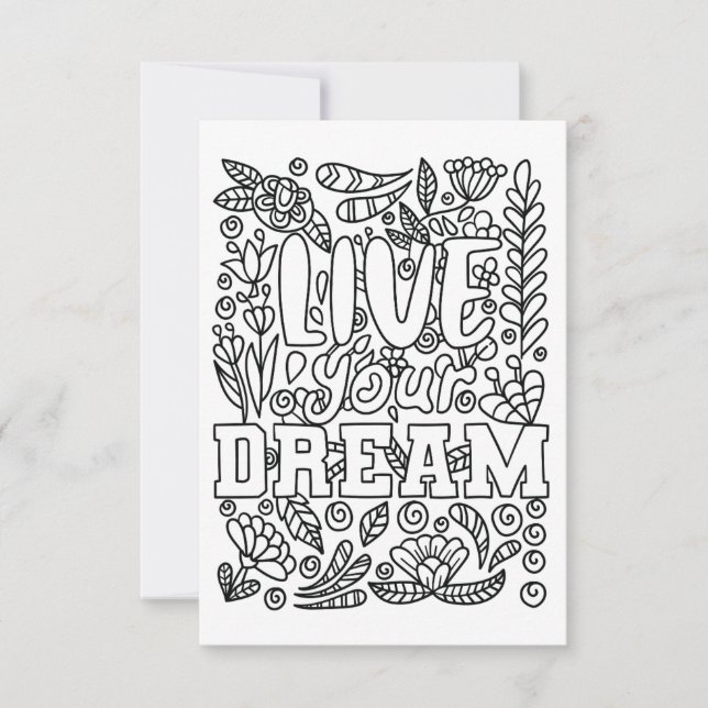 Live your Dream Color Your Own Note Card Dankeskarte (Vorderseite)